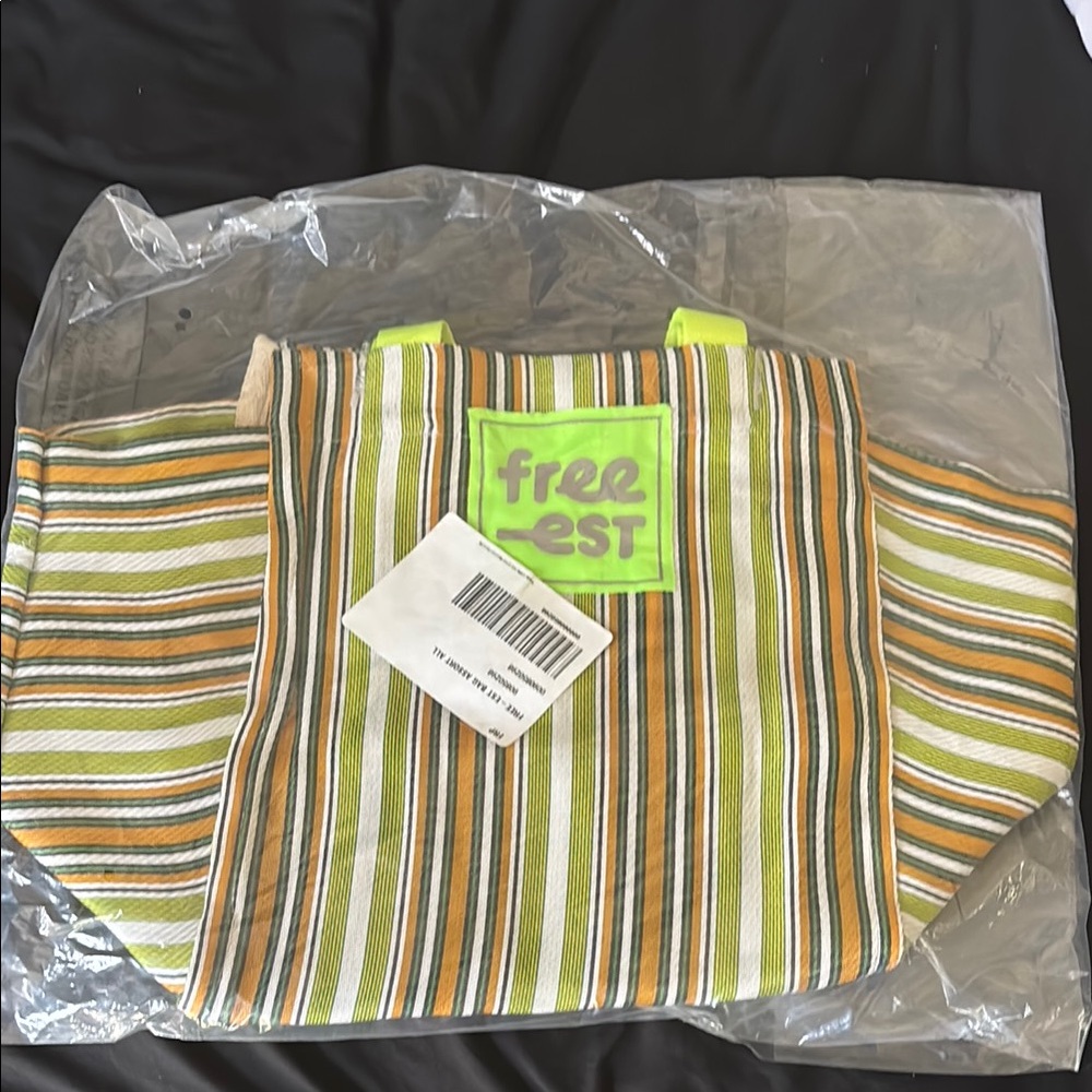 Free People Striped Tote Bag - Green and Yellow